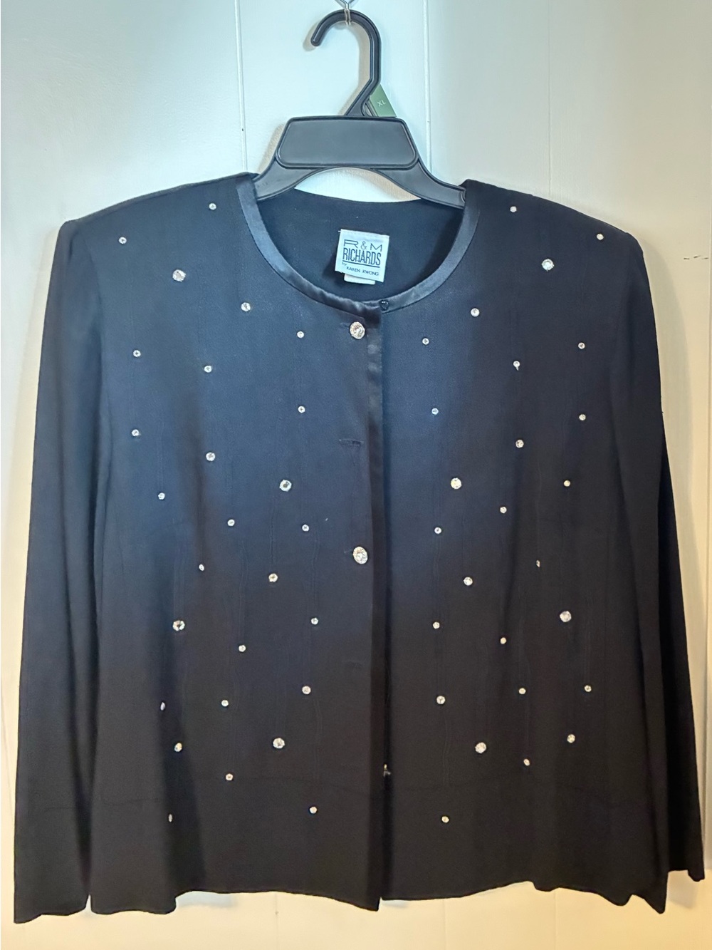 R&M Richards Black Evening Jacket with Crystal Accents